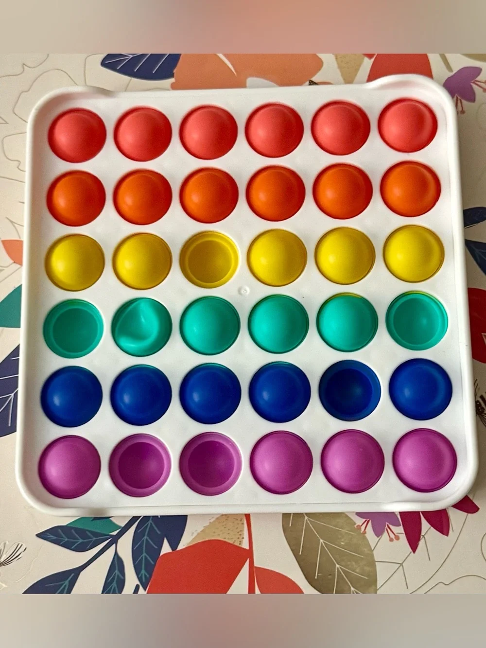 Rainbow Silicone Pop Bubble Fidget Toy - White Frame